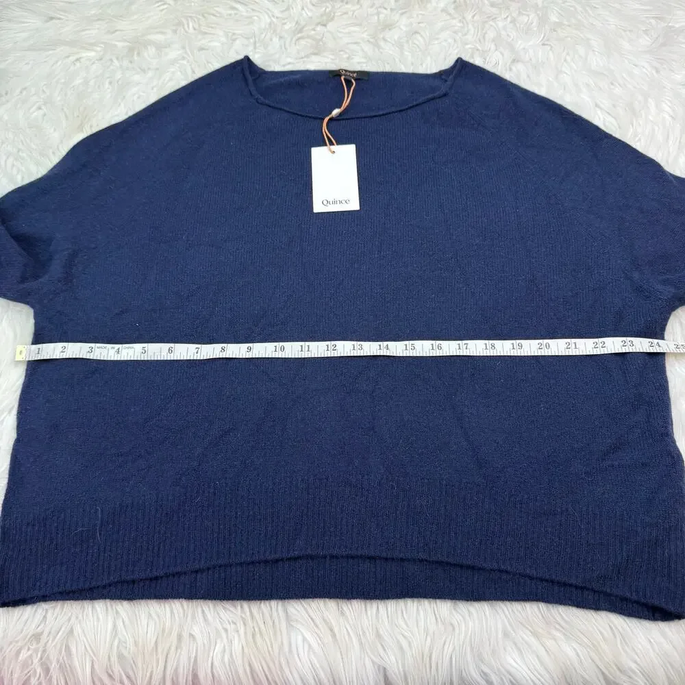 Quince Mongolian Cashmere Boatneck Sweater Navy Size L NWT Quiet Luxury - Picture 7 of 12